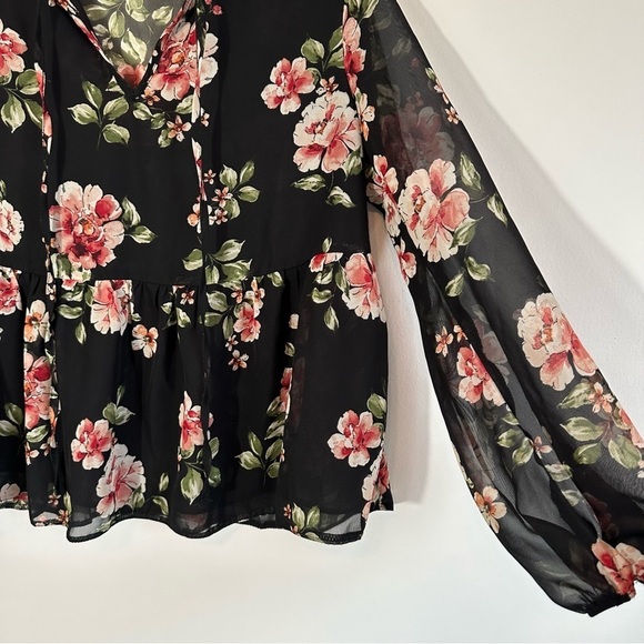 ASOS New Look Floral Peplum Blouse Size 6 - Picture 9 of 11